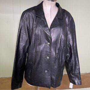 90s Wilsons Pelle Studio Black Lined Leather Blazer Jacket Women’s Sz‎ XXL